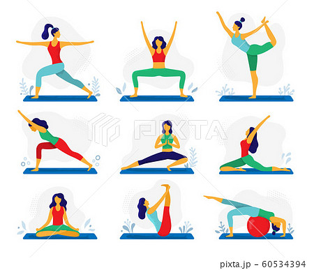 Better sleep yoga. Poses for good rest. Fitness - Stock Illustration  [87488470] - PIXTA