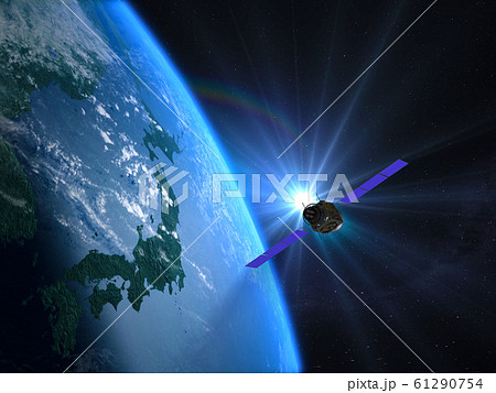 人工衛星 地球 通信 宇宙のイラスト素材