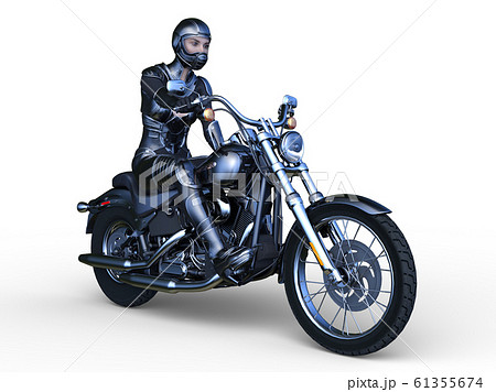 ライダー ポーズ バイク 女性の写真素材 - PIXTA