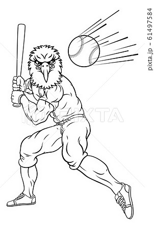 鷹のキャラクターのイラスト素材