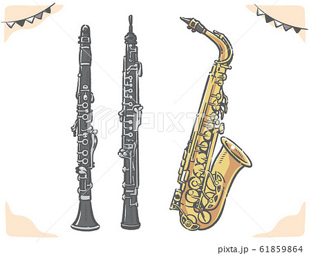 クラリネット 楽器 管楽器 木管楽器のイラスト素材