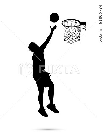 バスケットボール 影 シュート コートの写真素材