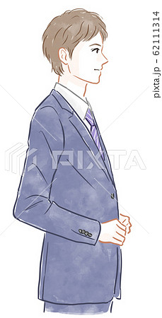 ビジネスマン 男性 横顔 スーツの写真素材