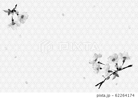 モノトーン 花 和柄 背景のイラスト素材