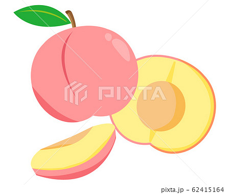 フルーツ 桃 イラスト かわいい ピーチの写真素材