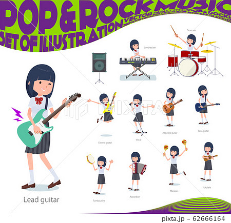 女の子 高校生 楽器 演奏のイラスト素材