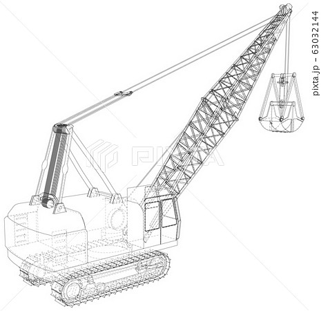ショベルカー 図面 絵 設計図のイラスト素材 Pixta