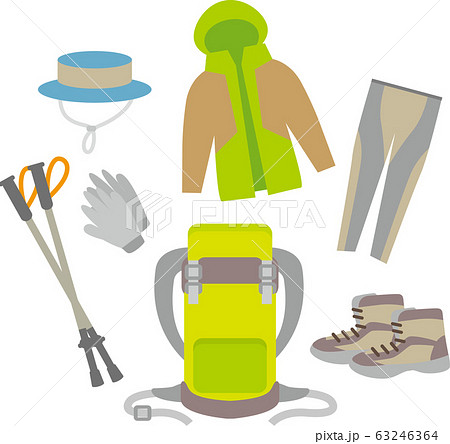 トレッキング 装備 ハイキング ウォーキングのイラスト素材