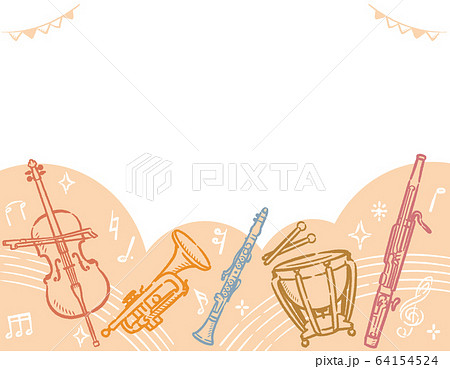 楽器のイラストを使った背景素材のイラスト素材