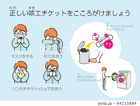 New Coronavirus Countermeasures Cough Etiquette Stock Illustration New Coronavirus Countermeasures Cough Etiquette Stock Illustration