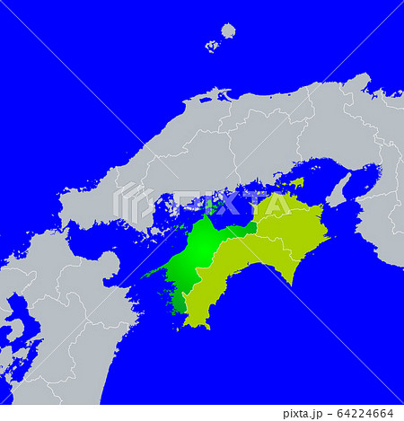 愛媛地図のイラスト素材