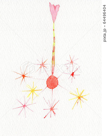 線香花火 イラスト 水彩 かわいいの写真素材