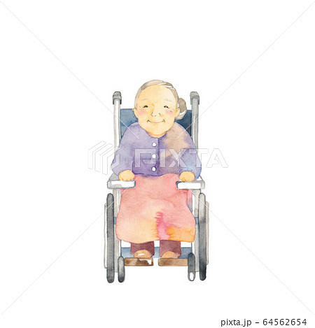 車いす 車椅子 お婆さん お婆ちゃんのイラスト素材