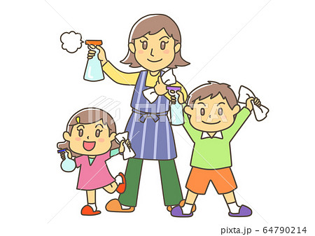 小学生 男の子 女の子 掃除のイラスト素材