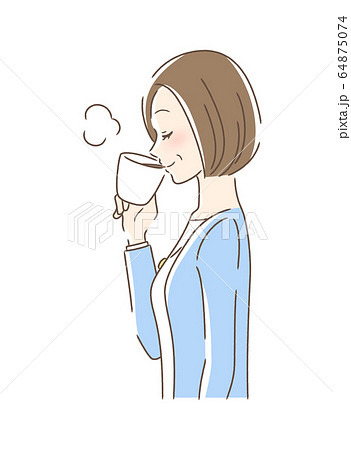 飲む コーヒー 女性 女の子のイラスト素材