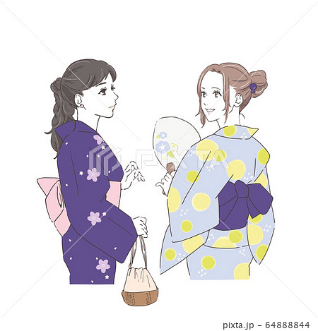 着物 人物 女性 後ろ姿のイラスト素材