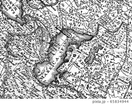 世界地図 アンティーク カスピ海 古地図の写真素材