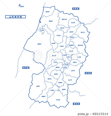 山形 山形県 地図 白地図のイラスト素材