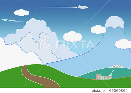 風景 田舎 夏 古民家のイラスト素材