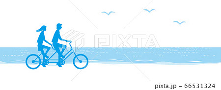 自転車二人乗りのイラスト素材