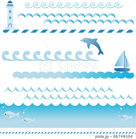 海 船 ヨット かわいい 波のイラスト素材 Pixta