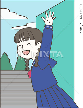 高校生 制服 登校 中学生のイラスト素材