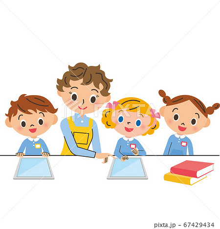 保育士 女の子 人物 保育のイラスト素材