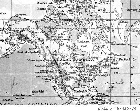 世界地図 マップ 古地図 アメリカの写真素材