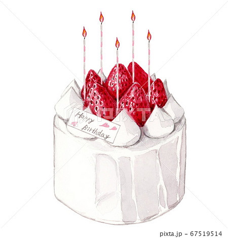 ケーキ ショートケーキ 水彩画 洋菓子のイラスト素材