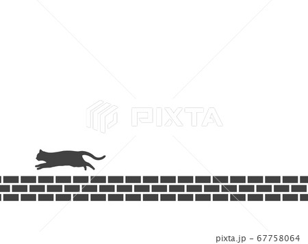 猫 シルエット 動物 走るのイラスト素材