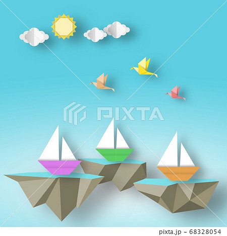 折り紙 クラフト 船 ボートのイラスト素材