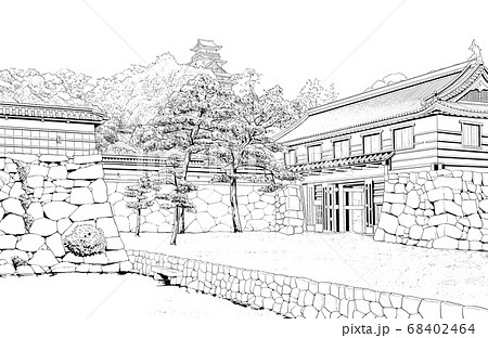 和風 街並 漫画 背景のイラスト素材