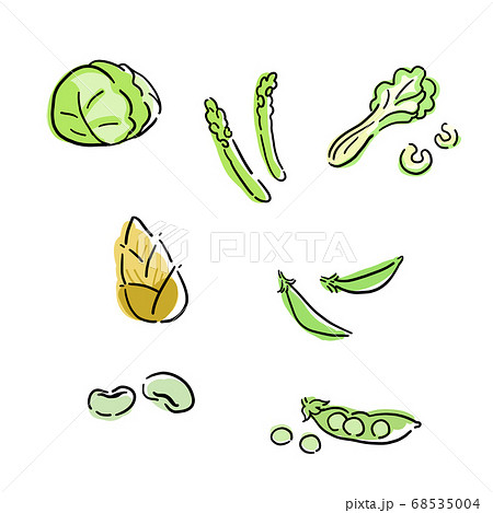 旬の春野菜セットのイラスト素材 旬の春野菜セットのイラスト素材