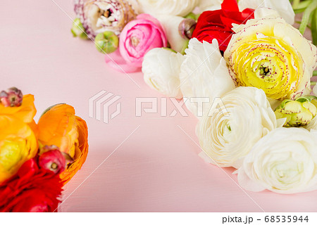 バースデーカード 花束 Happy 花の写真素材