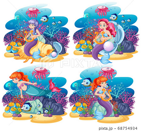 サンゴ 魚群 綺麗 海中のイラスト素材