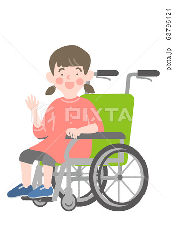 人物 子供 女の子 車椅子のイラスト素材