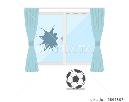 窓ガラス 割れる ボール 野球ボールのイラスト素材 窓ガラス 割れる ボール 野球ボールのイラスト素材