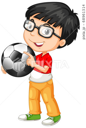 キャラクター サッカーボール かわいい 笑顔のイラスト素材