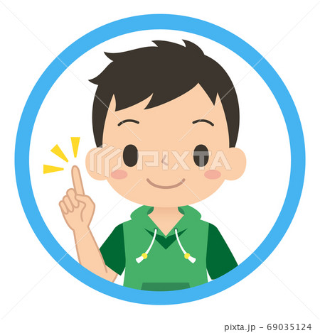 子供 ベクター 指差し 笑顔のイラスト素材