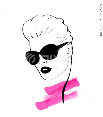 女性 サングラス ファッション 外国人のイラスト素材