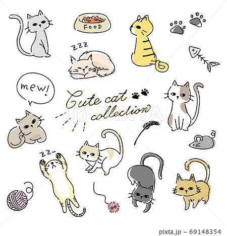 キャラクター 猫 おしゃれ イラストのイラスト素材