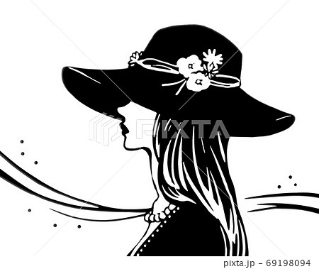 帽子 女性 横顔 貴婦人のイラスト素材