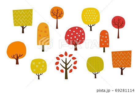 秋 木 樹木 紅葉のイラスト素材