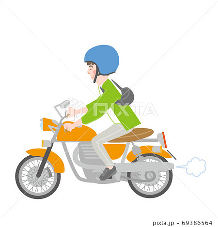ヘルメット バイク ライダー かわいいのイラスト素材