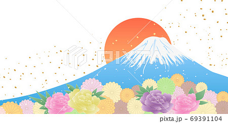 富士山 日の出 初日の出 ベクターのイラスト素材