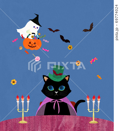 黒猫 ハロウィンの写真素材
