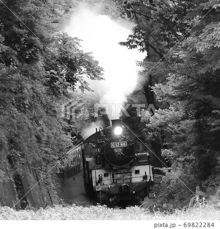 蒸気機関車 SL モノクロ 鉄道の写真素材 - PIXTA