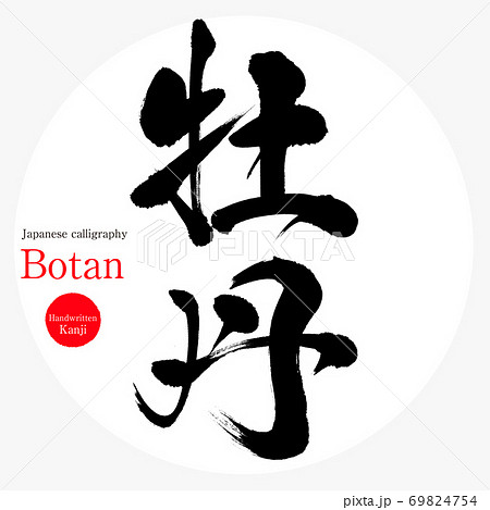 筆文字 書道 手書き 牡丹のイラスト素材