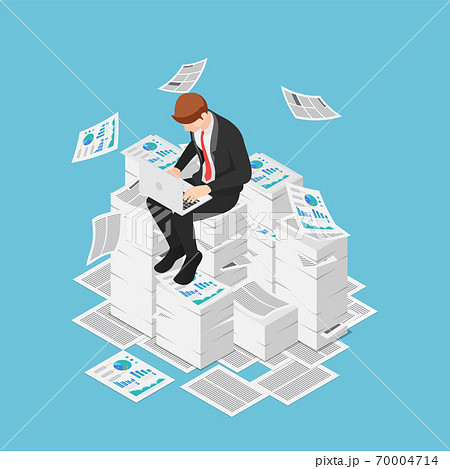 書類の山のイラスト素材
