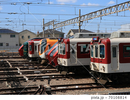 近鉄電車 高安車庫 近鉄 近畿日本鉄道の写真素材